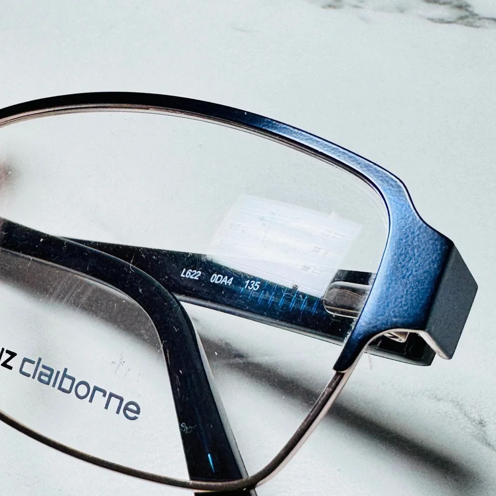 Liz Claiborne L622 Navy Blue Silver Stainless Steel Eyeglass Frames 54-17-135